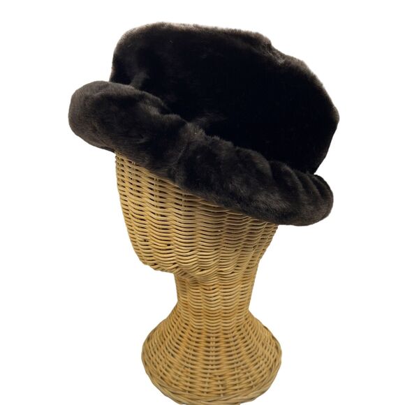 Betmar Hat New York Black Brown Faux Fur Lined Winter Made in USA Women Vintage main image 11